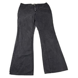 Gap Jeans Size 34" Tall Long & Lean Flare Leg Stretch Black Denim Button Fly